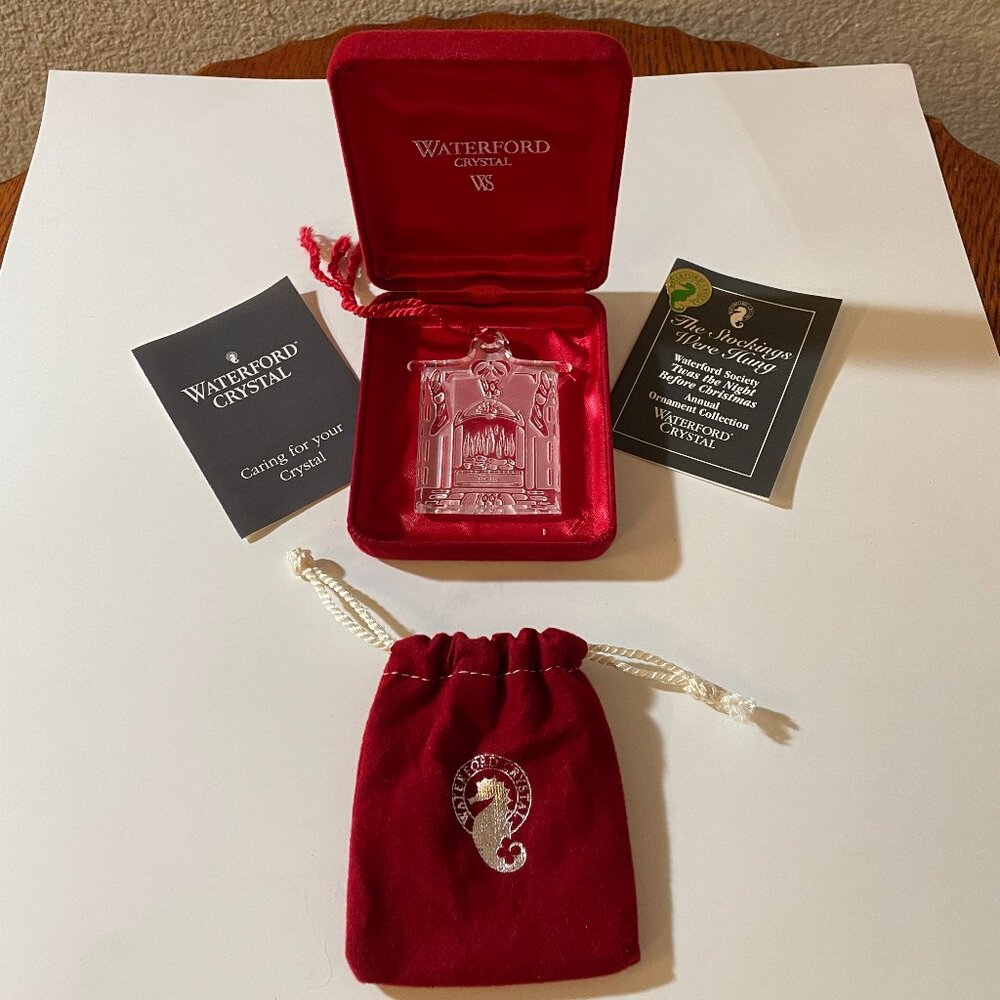 Waterford Crystal “THE STOCKINGS WERE HUNG,” 1995 Christmas Ornament - SIGNED
